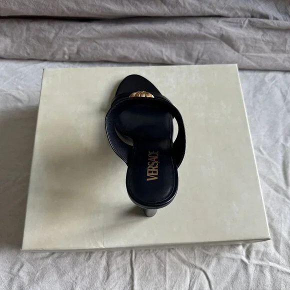 Versace Black Mules with Gold Medusa - Picture 7 of 10